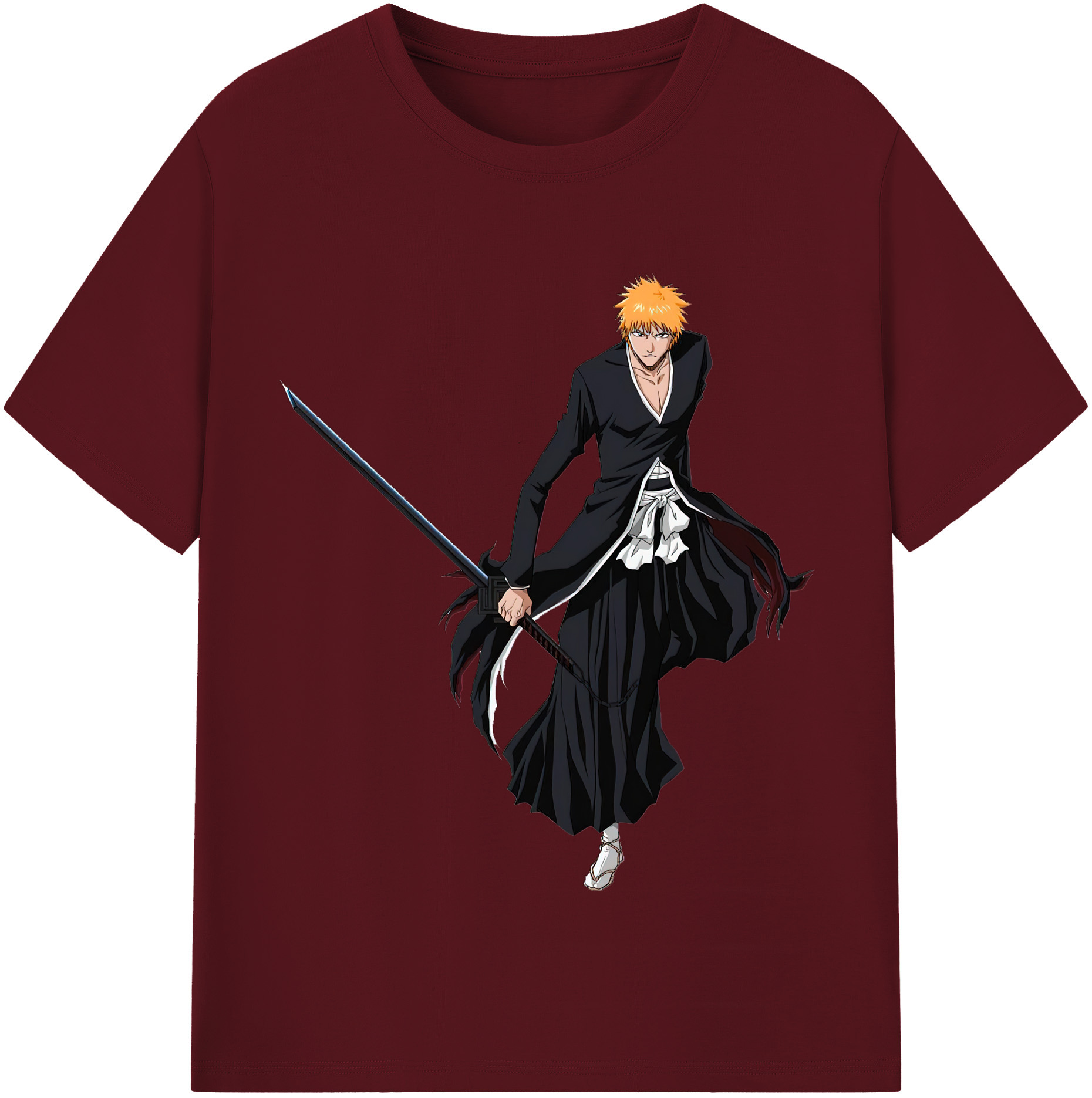 （画像用） ブリーチ 黒崎一護（くろさき いちご）BLEACH Kurosaki Ichigo 綿100％半袖Tシャツ（フロントプリント）